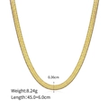 Cadena de serpiente bañada en oro 18K, ancho 0,36 cm, largo 45 cm con extensión de 6 cm - 45cm (18 pulgadas) + 6cm Cadena de Extensión / Dorado