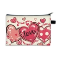 Foldable canvas Valentine's pouch with pink love hearts and love text print - Pattern 15