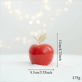 Red ceramic apple ornament with gold leaf, Christmas decorative figurine 12cm height - Red Apple (Ceramic)
