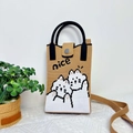 Brown knitted cartoon cat crossbody phone bag with nice embroidery for women - Coffee Cat-Nice