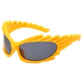 Avant-garde bright yellow spiked sunglasses with grey polarized lenses for sports - Yellow Frame Grey Lens