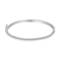Elegant S925 sterling silver bangle with pavé-set pear-shaped zircon stones in silver - Pavé Bangle Style (DY170031-S-W-WH#55) / 55mm / White Gold