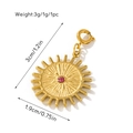 Gold sun pendant with pink zircon and ripple pattern for titanium steel necklace - Pendant (Pink Zircon Sun Style 4)