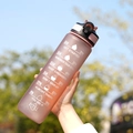 32oz frosted gradient sports bottle with time markers and strap in pink and orange - 1000ml / Pink