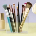 Make-up borstelset met veelkleurige handvaten in een transparante acryl opbergdoos - 2-Vaks Transparante Opbergdoos