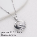 Silver shell locket necklace with 22.5*23mm pendant and adjustable 45+5cm chain - Steel Color Shell