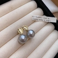 Detailed close-up of French vintage grey pearl earrings with gold-plated irregular studs - Grey Geometric Simple Pearl Stud Earrings (5#)