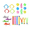 Tabella taglie dettagliata per set da 34 pezzi di giochi subacquei con anelli e squali - Set da 23 Pezzi (Stile Squalo)