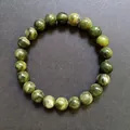Natural Southern Jade bracelet with 8mm round beads in deep green tones - Southern Jade