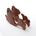Ebony wood animal-shaped pot mat and holder with natural wood grain on white background - Ebony Fish Shape Single Base