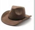 Cappello da cowboy western classico in pelle scamosciata marrone con fascia e fibbia - M (56-58cm) / Stile Fibbia in Camoscio Marrone Scuro (10) / Marrone Scuro