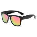 Retro oversized sunglasses with black frame and iridescent rainbow gradient lenses - Bright Black / Red Mercury
