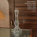 Grande portacandele in vetro di cristallo trasparente a coste per casa e decori nuziali - Righe Verticali Extra Large