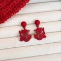 Elegant Chinese style dragon earrings in vibrant red matte finish for women - Dragon Style (44#) / Red