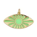 Goldener Augen-Anhänger mit hellgrüner Emaille und strahlendem Design für DIY-Schmuck - M916008-Green Grüner Strahlender Augenanhänger