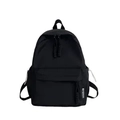 Minimalistische zwarte nylon rugzak voor studenten met meerdere vakken en sterke riemen - Groot / Enkele tas / Zwart