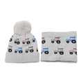 Dettaglio della maglia del set invernale per bambini grigio con motivi camion - Grigio