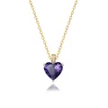 Collana cuore in argento S925 con pietra natale viola e catena d'oro per donna - Febbraio - Cuore Viola