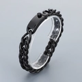 Bracciale a catena cubana 12mm in acciaio inossidabile nero con piastra metallica liscia - Nero