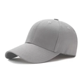 Minimalist light grey cotton baseball cap with classic six-panel design and curved brim - Adjustable / Gray