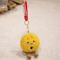 Portachiavi peluche a forma di torta lunare gialla con ricamo 五仁 e cinturino Good Luck - Stile Torta Lunare ai Cinque Tipi di Frutta Secca / Ciondolo 13cm