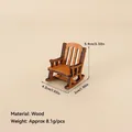 Miniature wooden rocking chair for Christmas DIY scenes, 5.9cm height, natural wood finish - No.25 - Wooden Miniature Rocking Chair