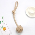 Gioco per cani in corda di cotone intrecciata beige e marrone con palla e maniglia solida - Palla da Tiro 140g 42cm