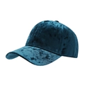 Pfauenblauer Samt-Baseballcap mit gebogenem Schirm in einer professionellen 45-Grad-Ansicht - Verstellbar / Malachitgrün