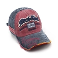 Vintage red and dark grey washed canvas baseball cap with 1969 Rock Shark embroidery - Red & Dark Grey (C)