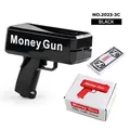 Electric money gun in glossy black finish with toy bills and retail packaging box - Black (Money GUN) / Black Money Gun with Money GUN + 100 Notes