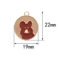 Golden animal-shaped enamel DIY charm with cream and brown drip oil, size 22mm by 19mm - Coffee Bear