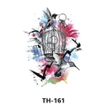 Waterproof hummingbird and birdcage floral temporary tattoo sticker TH-161 watercolor style - Th-161 / 210*148mm