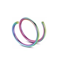 Rainbow gradient double-hoop stainless steel spiral nose ring with small round beads - 0.8*10mm / Colorful