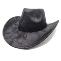 Dettaglio di un cappello da cowboy nero vintage in velluto a coste con tesa larga curva - M(56-58cm) / Nero