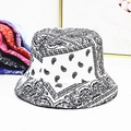 Bob réversible avec motif paisley noir sur tissu blanc pour une protection solaire d'extérieur - M(56-58cm) / Blanc