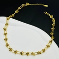 Collana moderna in acciaio inossidabile placcato oro con nodi e chiusura a moschettone - 【8206】Collana a nodo / Oro