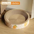 Panier griffoir ovale pour chat en carton ondulé avec motif à carreaux orange, taille moyenne - Rond - Moyen (Lapin Carotte)