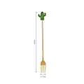 Golden cactus dessert fork in 304 stainless steel with precise size measurements - Cactus Fork / Gold