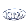 Serre-tête couronne KING en métal bleu foncé avec strass brillants pour fête d'homme - Bleu marine + strass AB