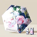 Hand-painted white rose floral five-fold umbrella for sun and rain - Five-Fold Umbrella / White Rose Pendant