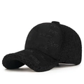 Black lamb wool baseball cap with rhinestone FEWK lettering and velvet panels - Adjustable / Black