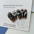 Macro di 50 strass bianchi a forma di occhio di cavallo brillanti su unghie finte - Marquise Bianco 1.5x3 (XY-999)