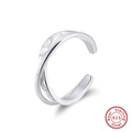 Minimalist S925 sterling silver Mobius ring with hammered texture in double layer design - Adjustable Open / Textured Ear Clip (GAR08) / Silver