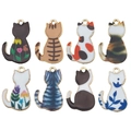 Set of 8 colorful enamel cat charms with metal frames for DIY jewelry making - 16pcs Mixed Drip Oil Printed Cats (SN769)