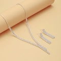 Elegant bridal jewelry set with sparkling cubic zirconia necklace and matching earrings - G0108 Silver Two-piece Set