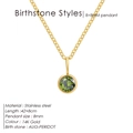 Detail der 14K vergoldeten Edelstahlkette mit 8mm rundem Peridot-Anhänger im Schliff - August Hellgrün - Gold