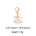 Pink enamel rocking horse shoe charm with golden lobster clasp and 2.9*1.6cm dimensions - Style 22 Rocking Horse