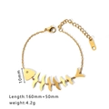 Golden fishbone chain bracelet in stainless steel with crystal eye and extender - Fishbone Shape Rhinestone Style (HF-S4148)