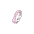 Silver eternity ring featuring heart-shaped pink zircon stones in a claw setting - US 6 / Silver - Pink Zirconia