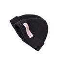Gorro de punto negro para niños estilo retro streetwear con etiqueta rosa de letras - 1-6 Años / Negro